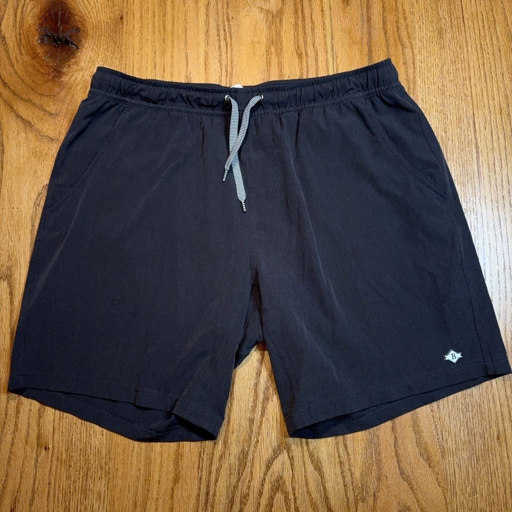 BURLEBO Men's Athletic Shorts in Black with Gray Drawstring